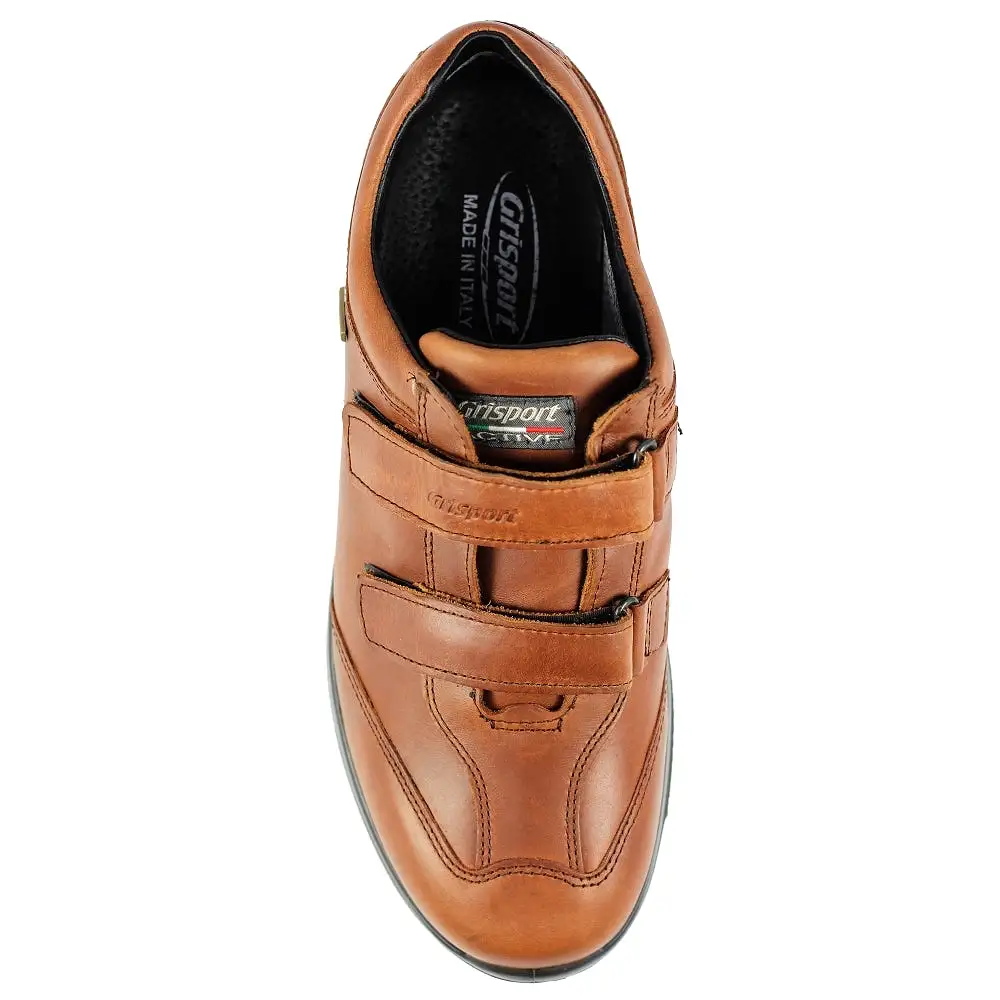 Grisport Lewis Tan Shoes Leather Hook & Loop Strap Water Resistant Comfort