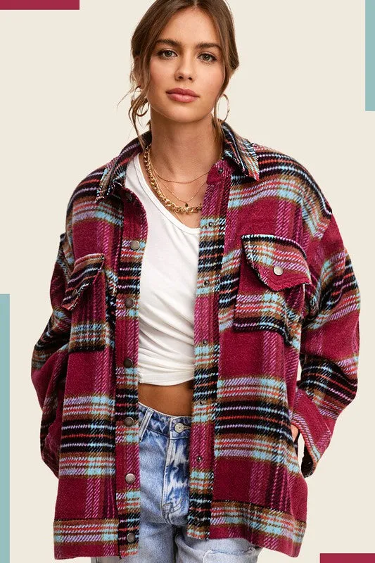 Hailee Plaid Button Down Jacket