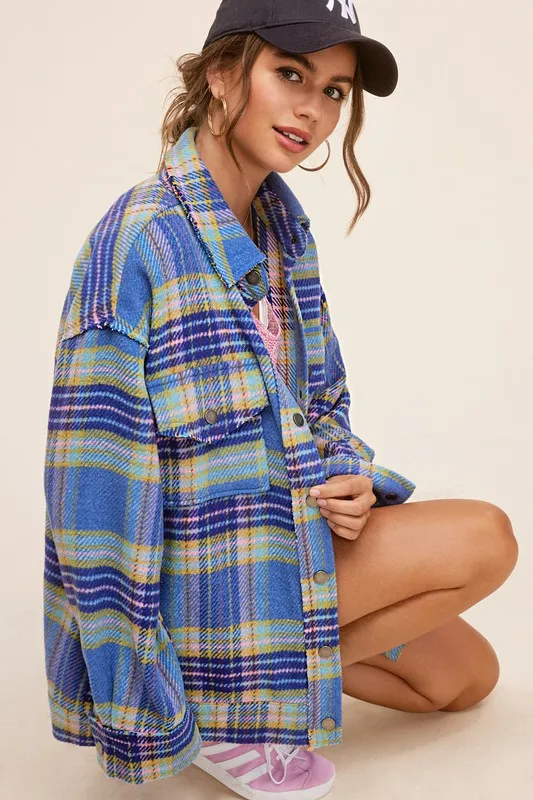 Hailee Plaid Button Down Jacket