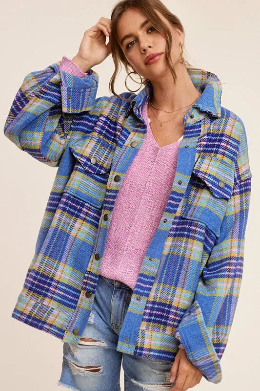 Hailee Plaid Button Down Jacket