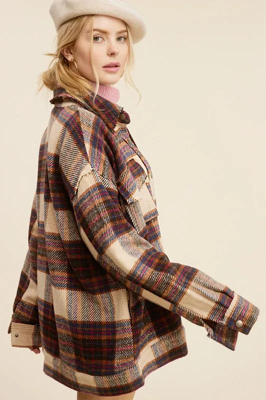 Hailee Plaid Button Down Jacket