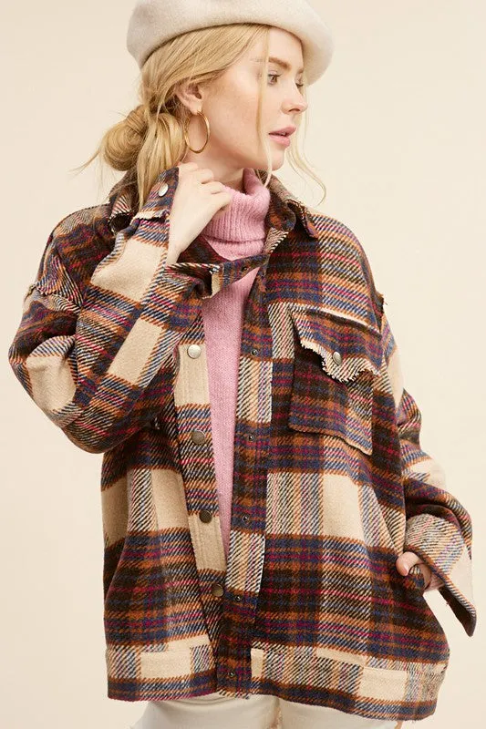 Hailee Plaid Button Down Jacket