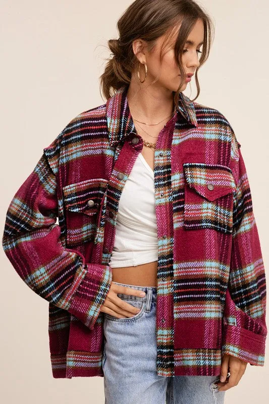 Hailee Plaid Button Down Jacket