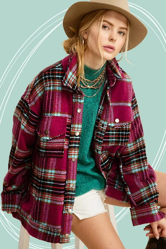 Hailee Plaid Button Down Jacket