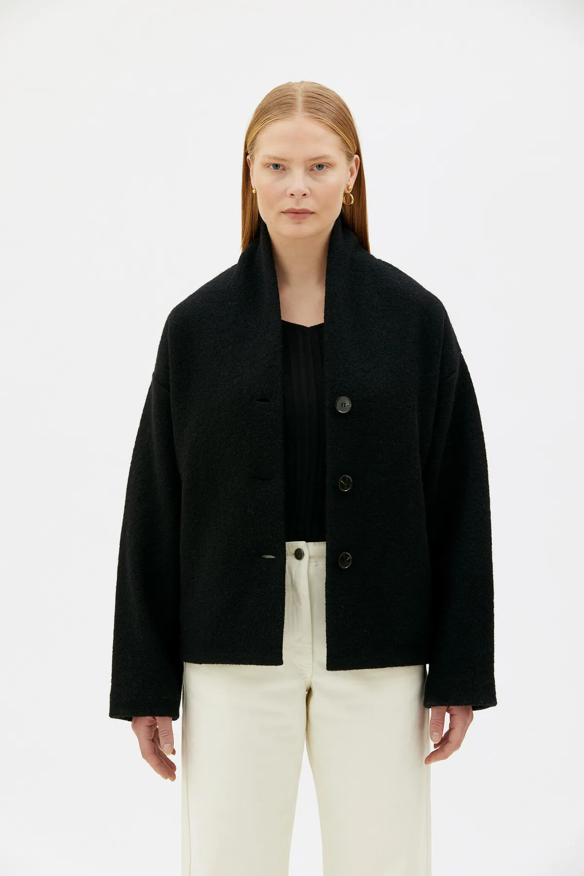 Hale Boiled Wool Jacket - Black