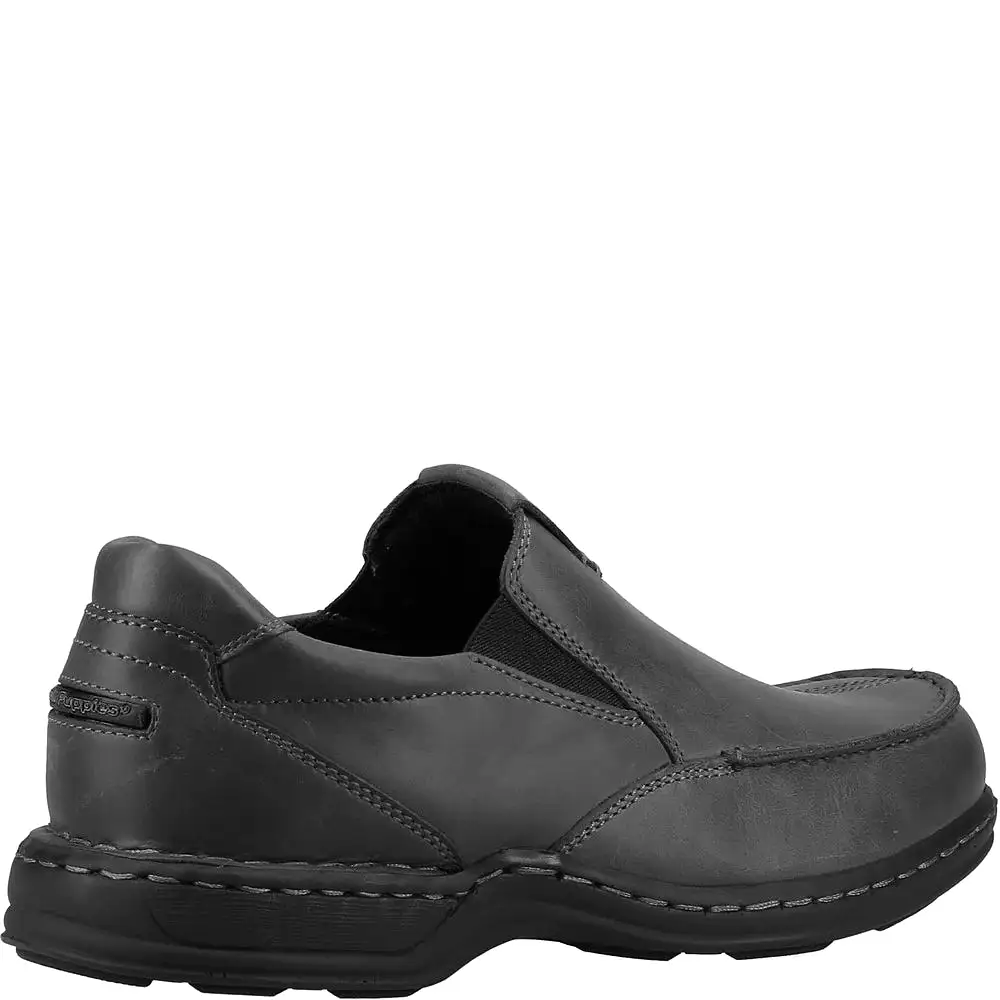 Hush Puppies Black Slip On Shoes Leather Comfort Wide Ronnie