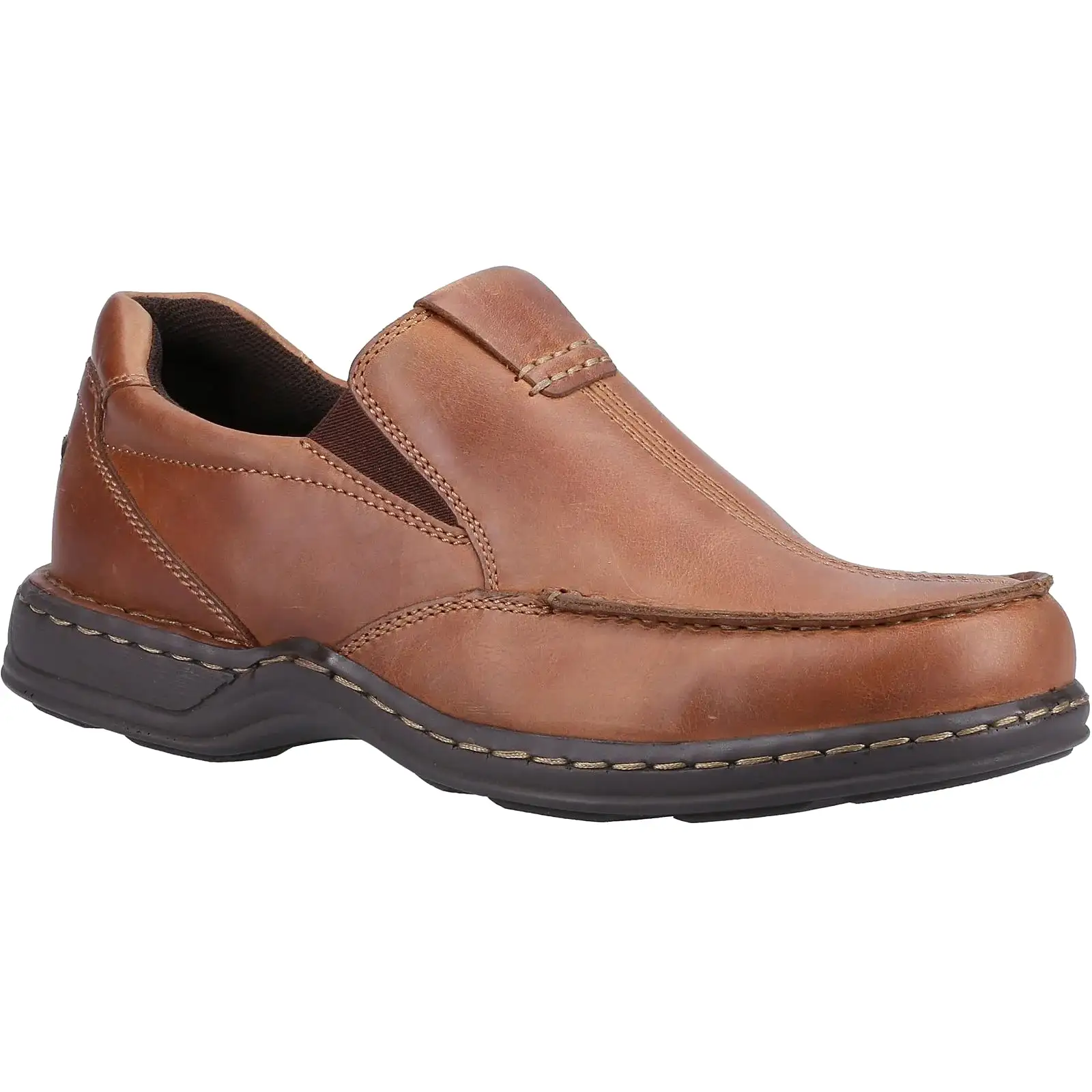 Hush Puppies Brown Slip On Shoes Leather Comfort Wide Ronniea