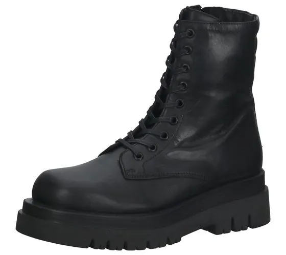 ILC women s biker boots with a thick sole, genuine leather boots, lace-up boots C44-3542-01 black