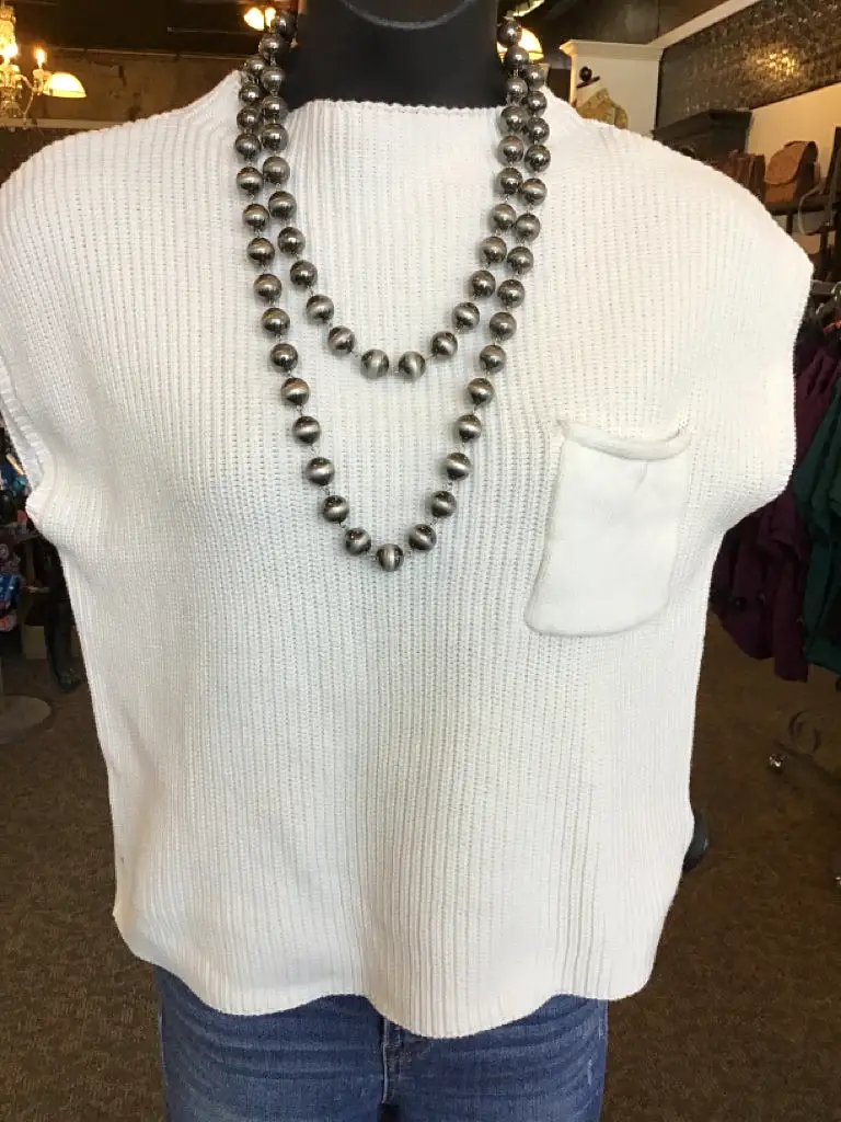 Ivory Ribbed Tank Sweater - SML