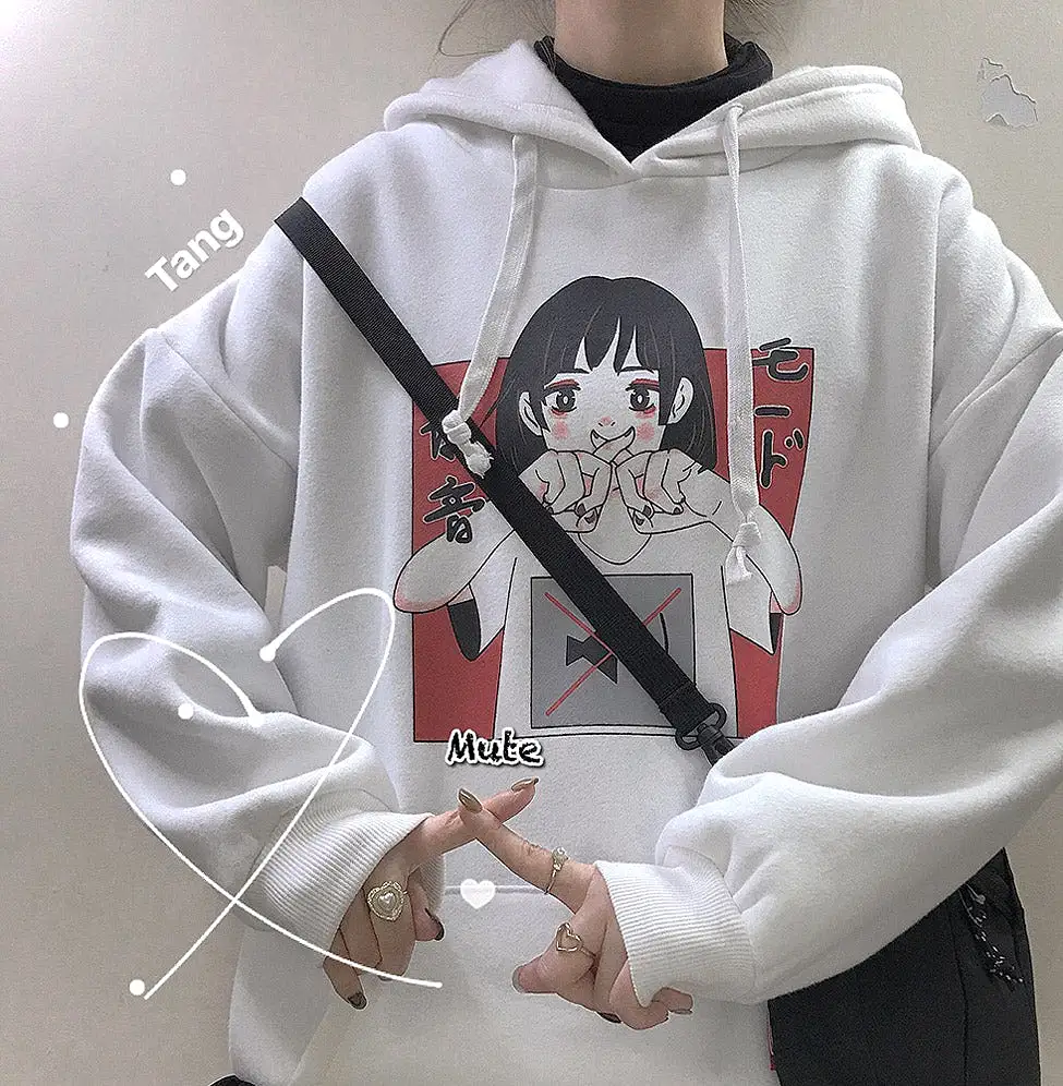 JAPANESE MUTE BLACK WHITE HOODIE BY23157