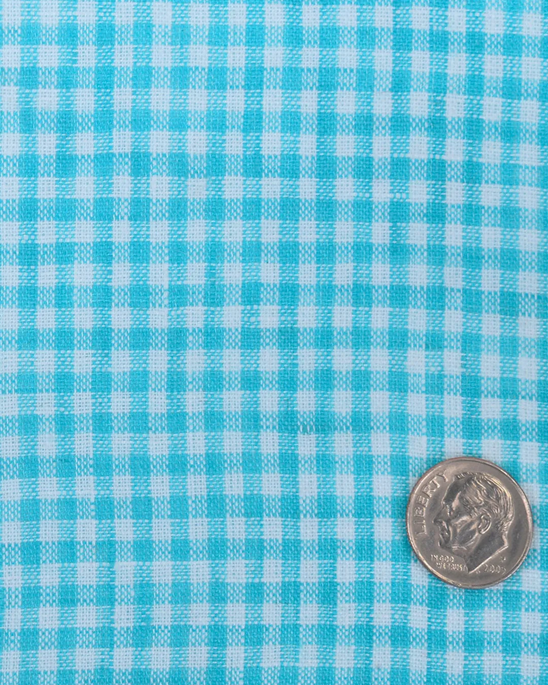 Linen: Light Blue White Gingham Checks Shirt