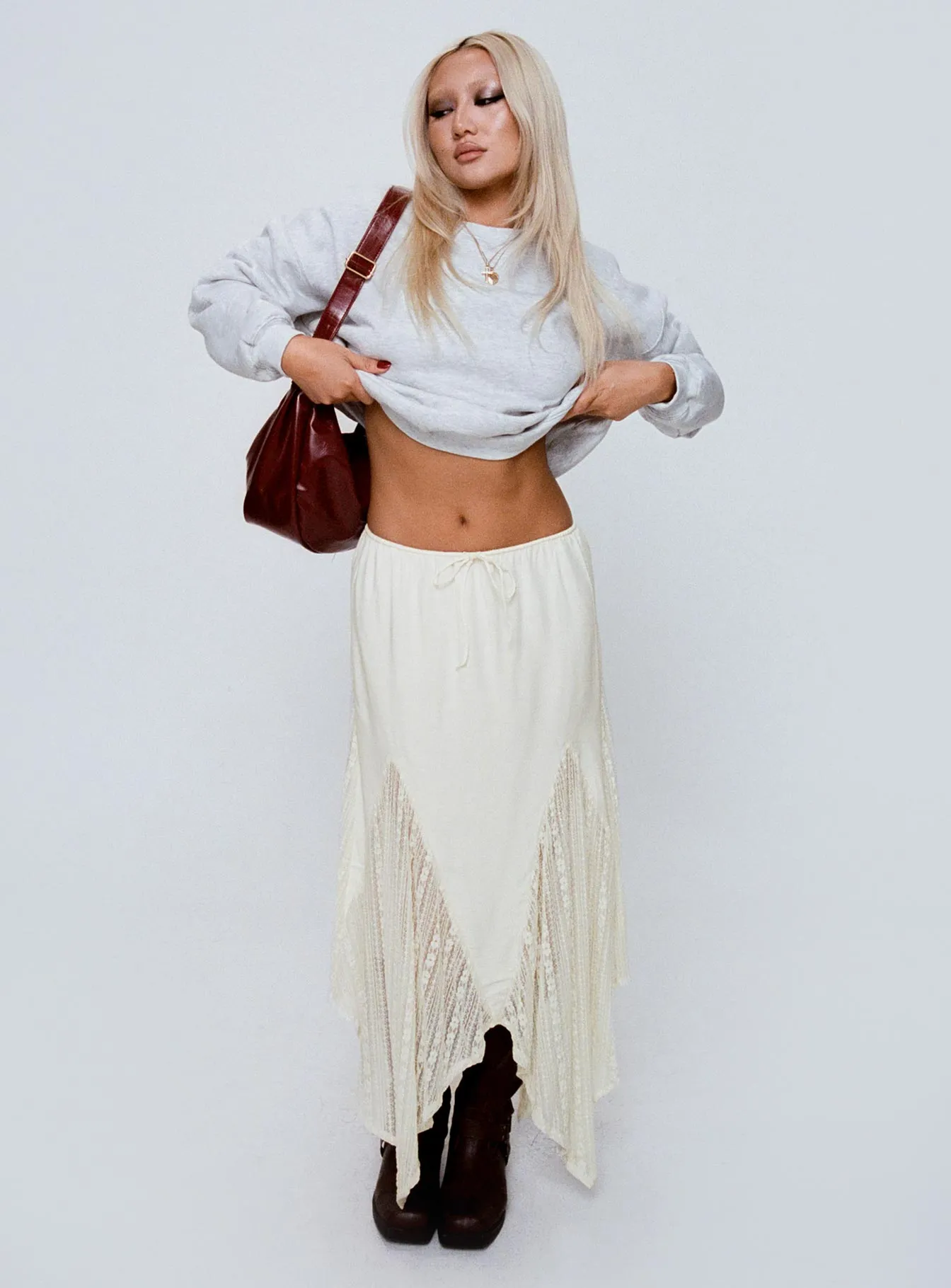 Madame Lace Maxi Skirt Cream