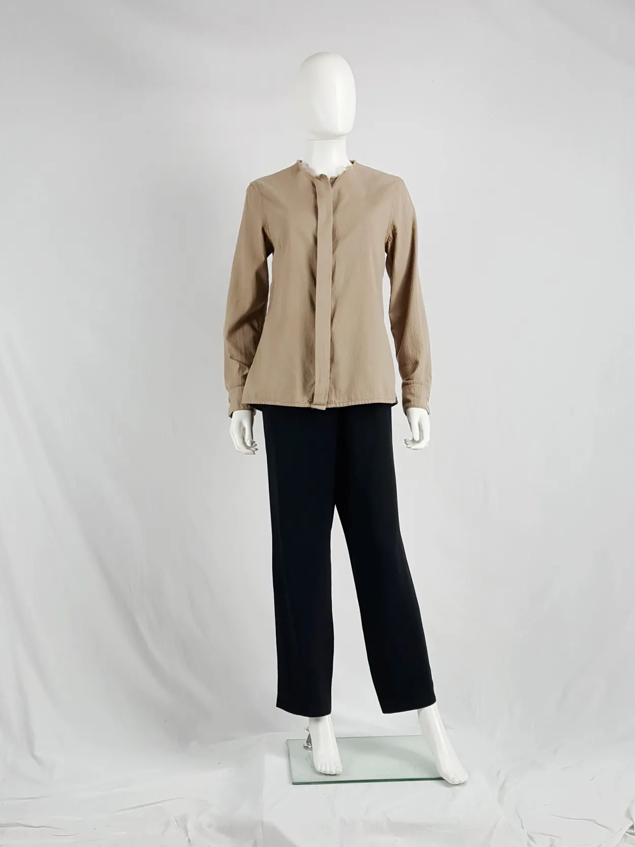 Maison Martin Margiela brown shirt with cut-off collar — spring 2003