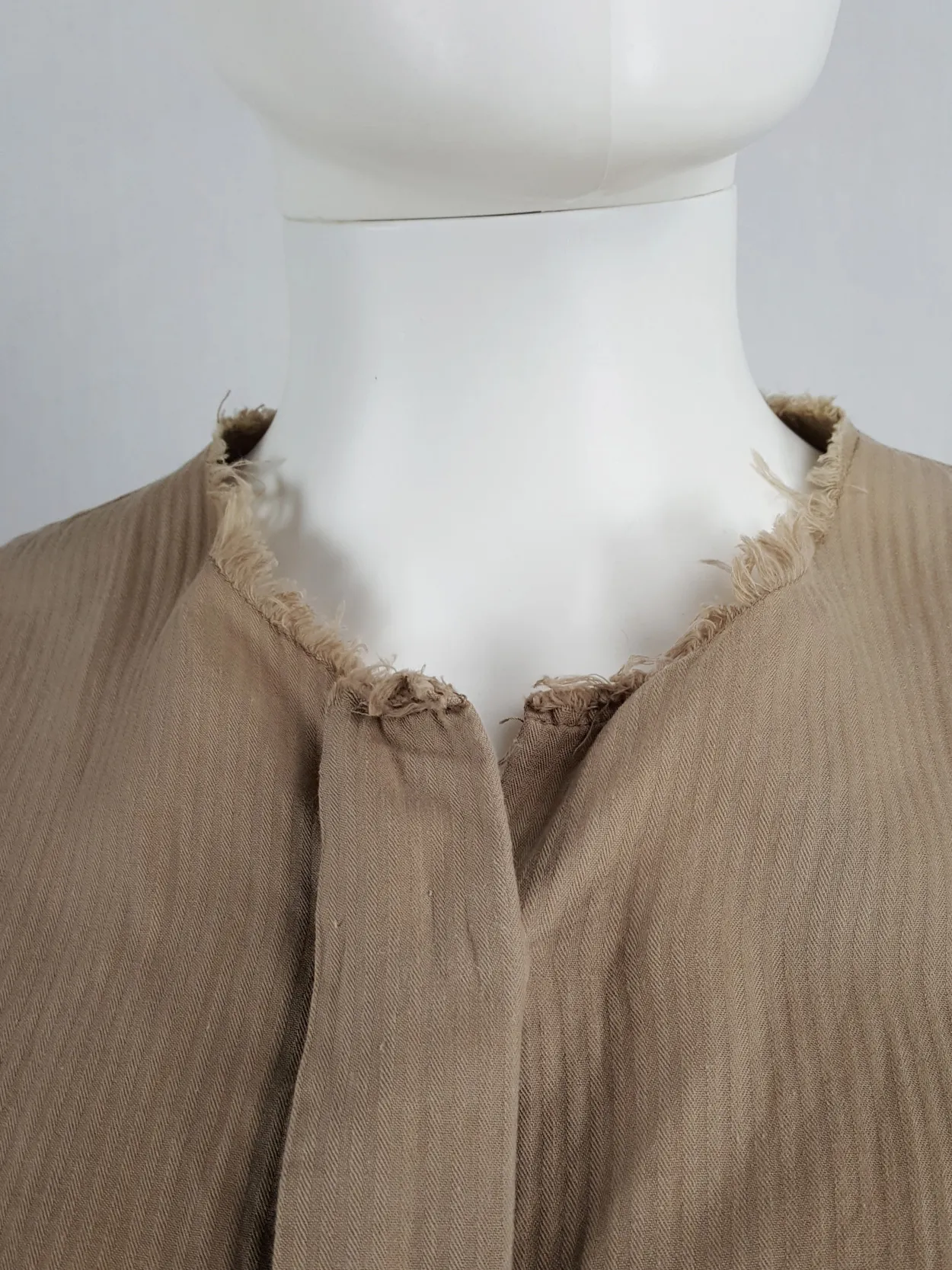 Maison Martin Margiela brown shirt with cut-off collar — spring 2003