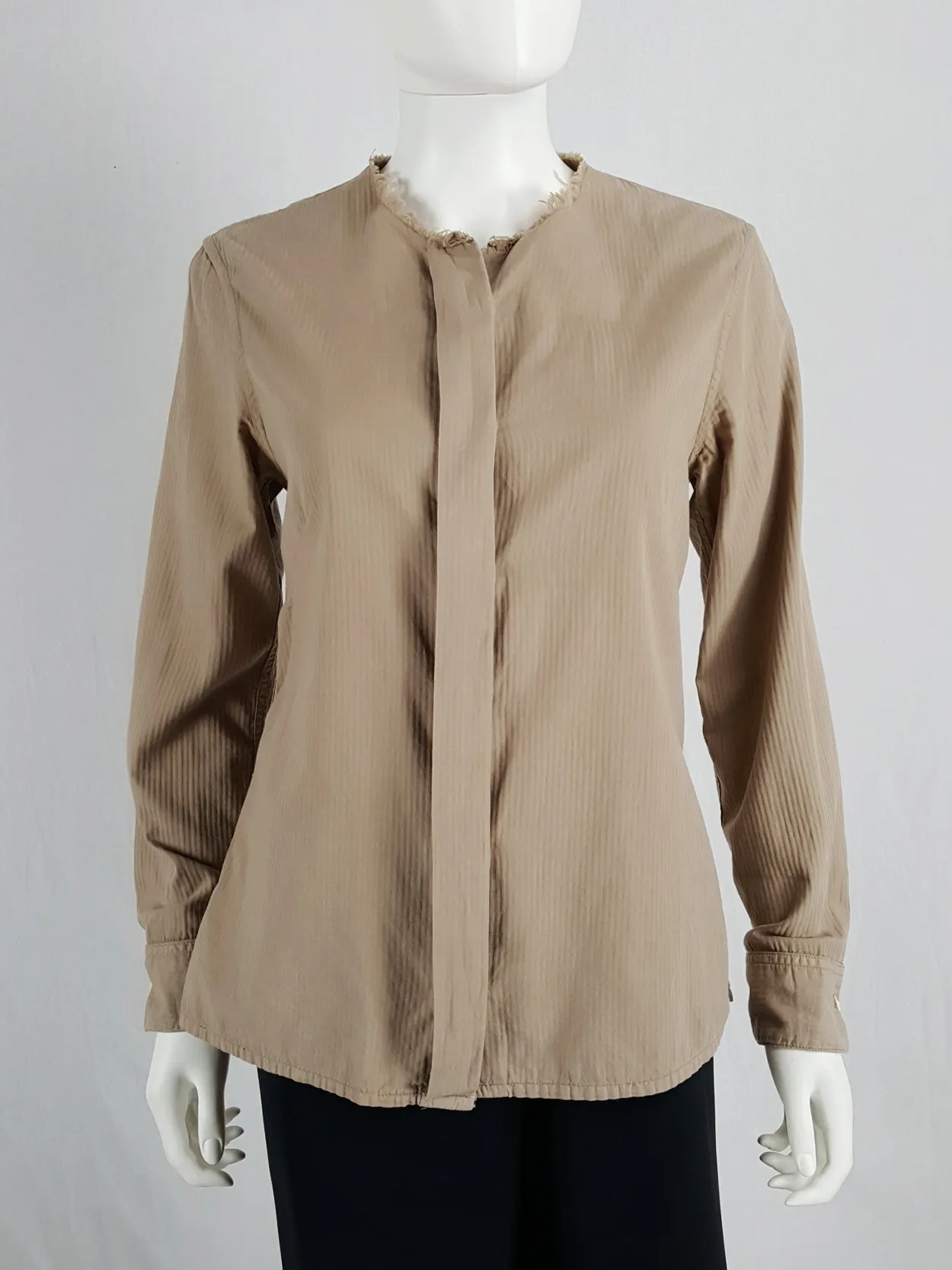 Maison Martin Margiela brown shirt with cut-off collar — spring 2003