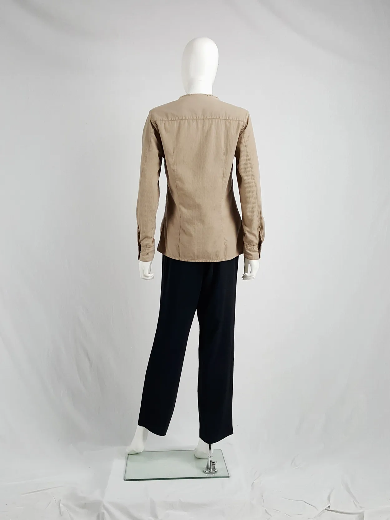 Maison Martin Margiela brown shirt with cut-off collar — spring 2003