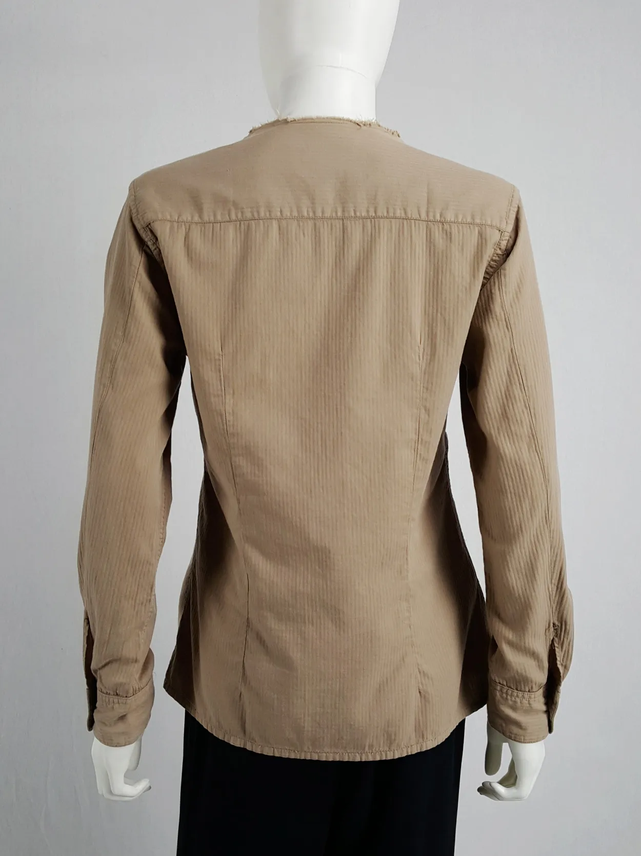 Maison Martin Margiela brown shirt with cut-off collar — spring 2003