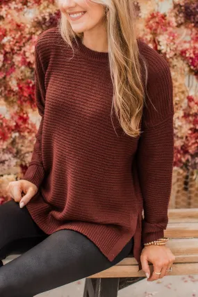 Makes Sense Knit Sweater- Copper