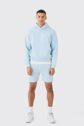 Man Boxy Hoodie Short Tracksuit | boohooMAN UK