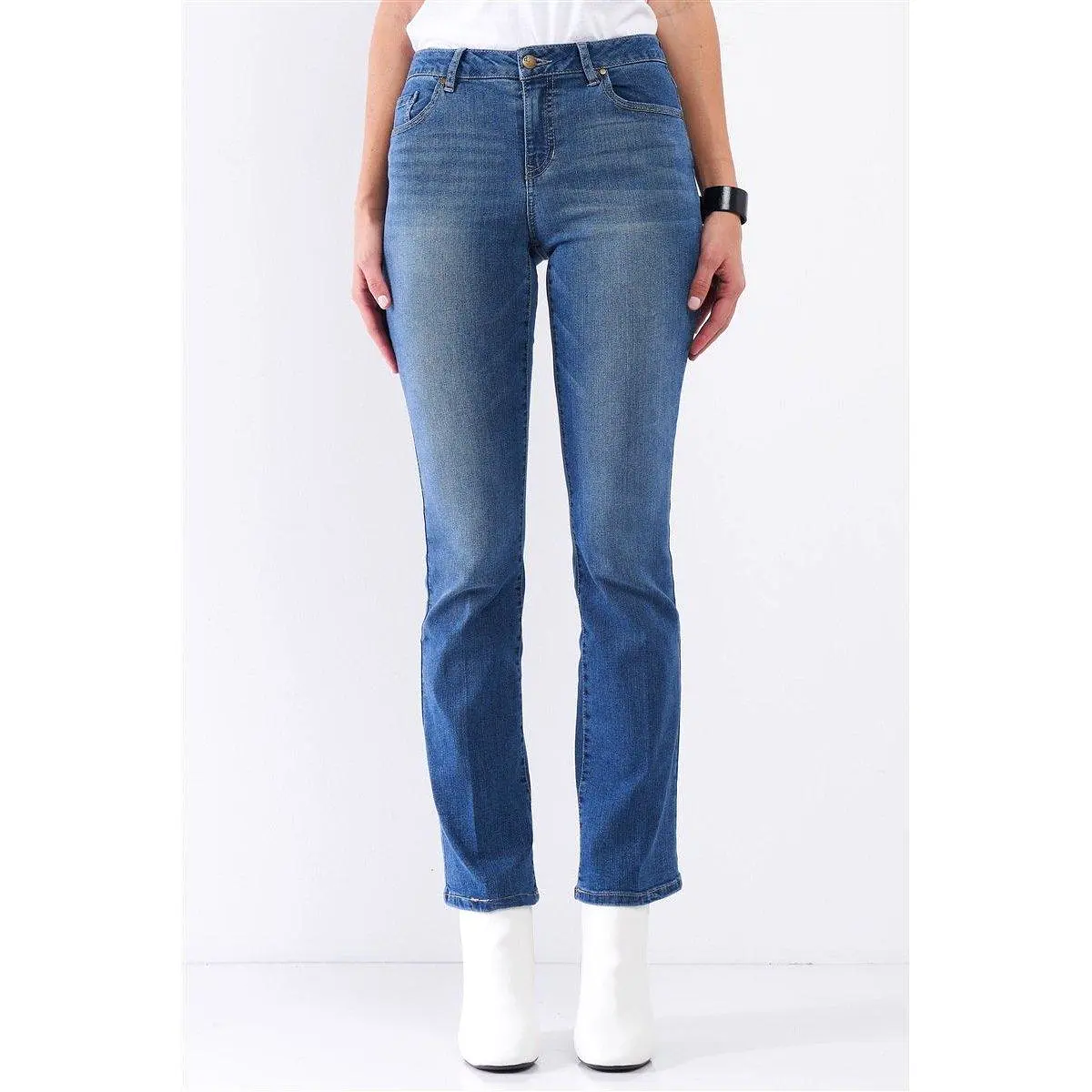 Medium Blue Denim High Waisted Skinny Boot Recycled Jeans