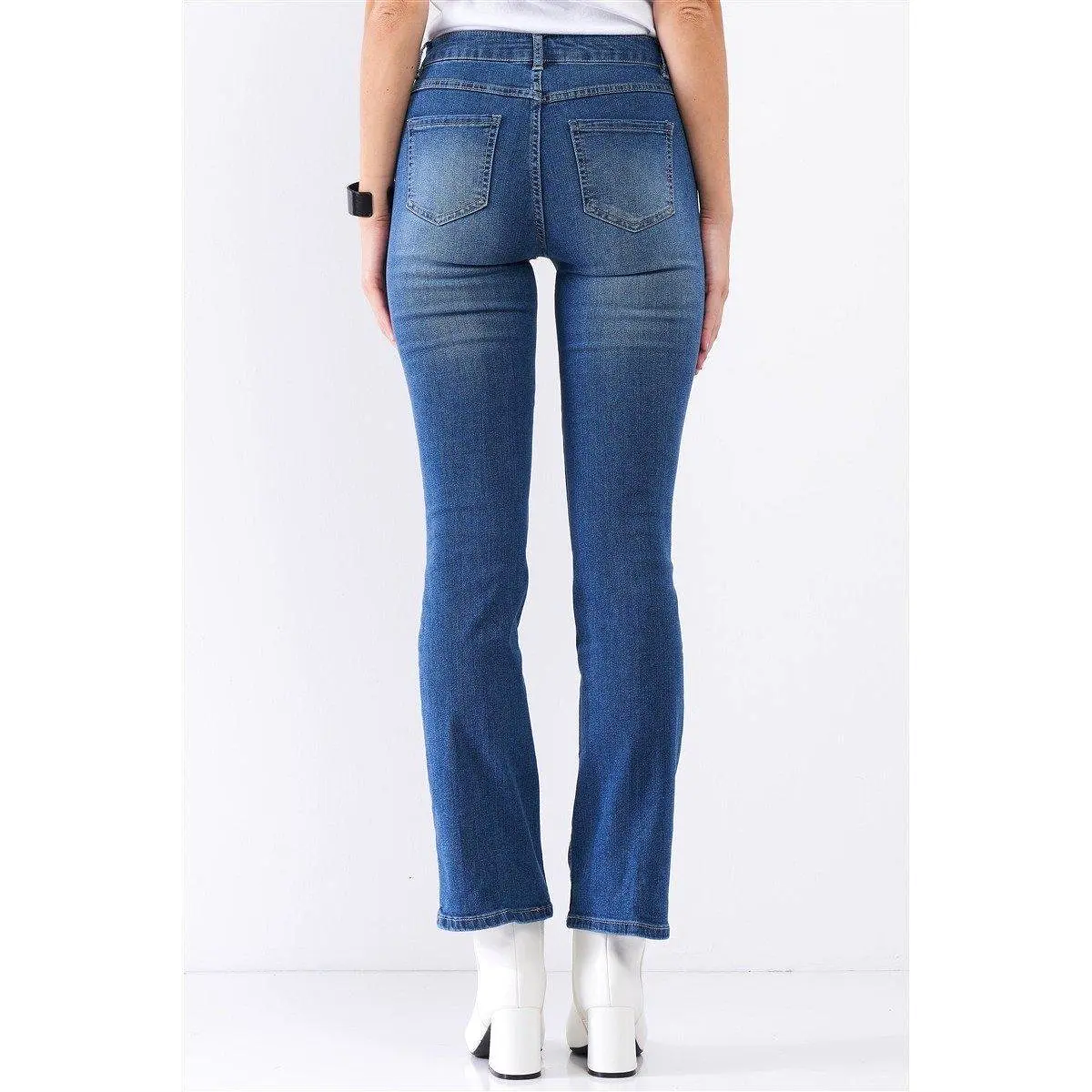 Medium Blue Denim High Waisted Skinny Boot Recycled Jeans