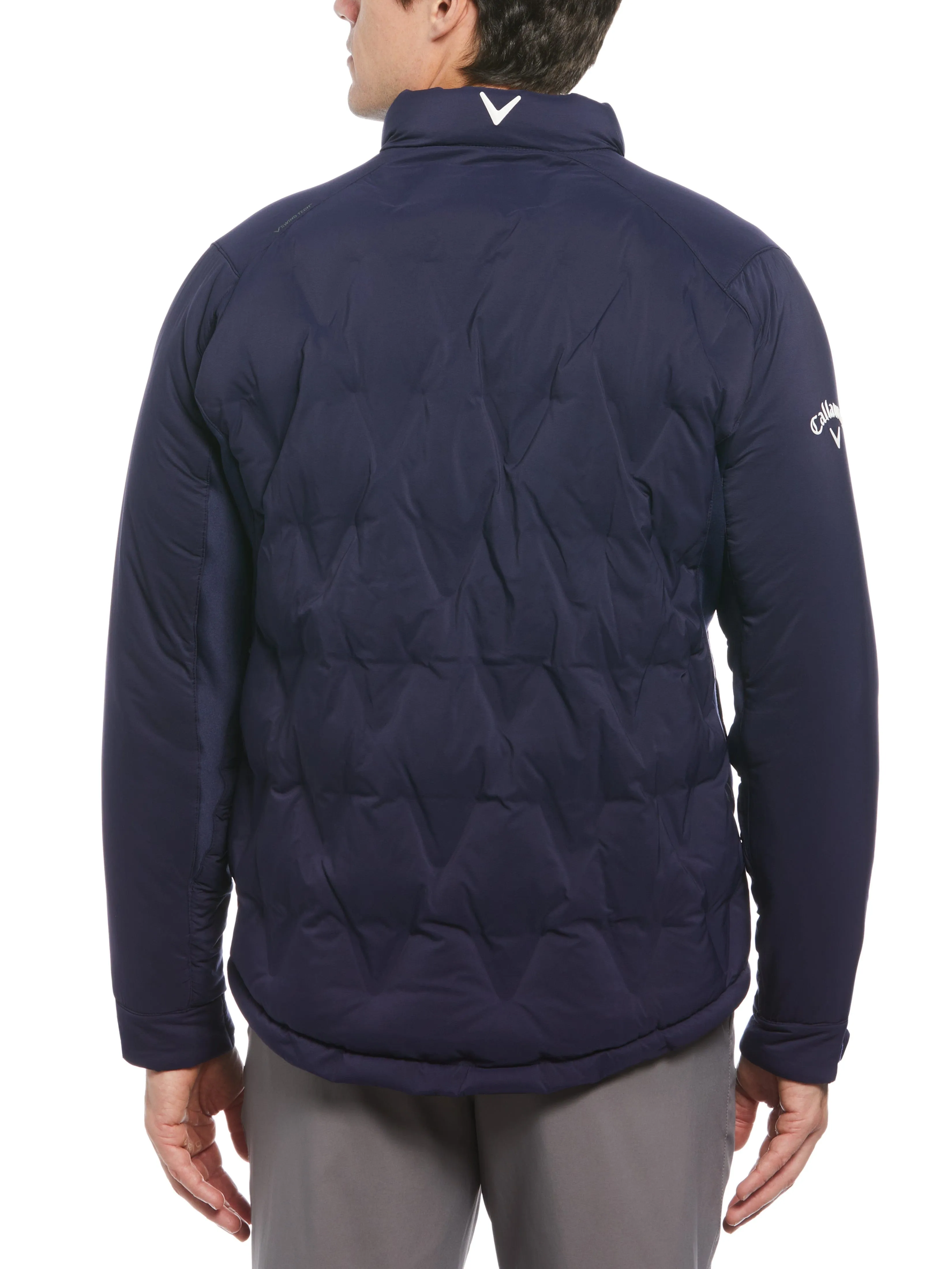 Mens Welded Chevron Print Full Zip Puffer Golf Jacket