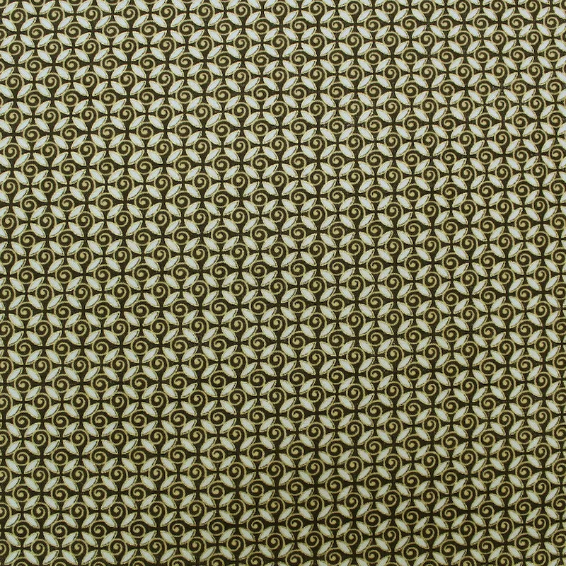 Metallic Patchwork Cotton - Khaki and Gold Swirls