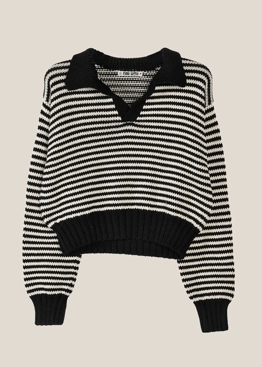 Micro Stripe Venezia Polo Sweater