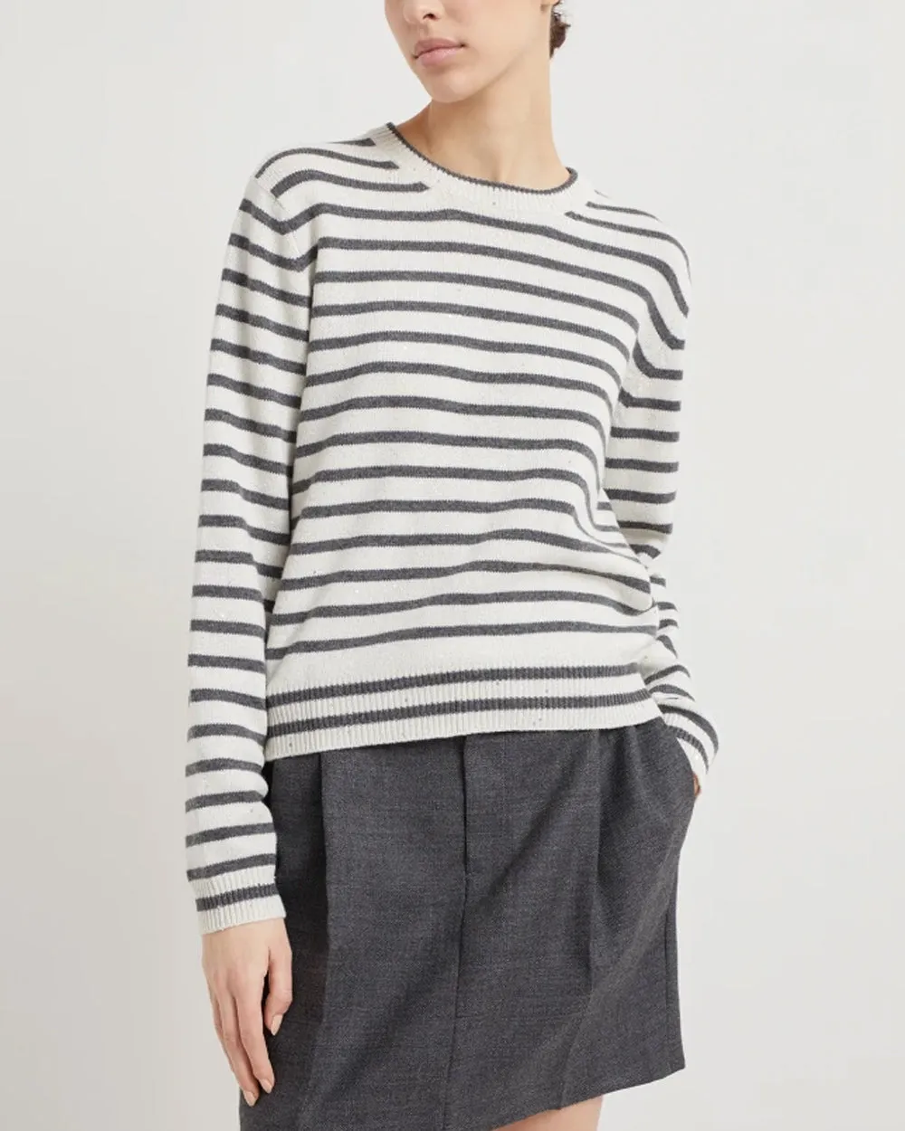 Panama Stripe Cashmere Paillette Sweater