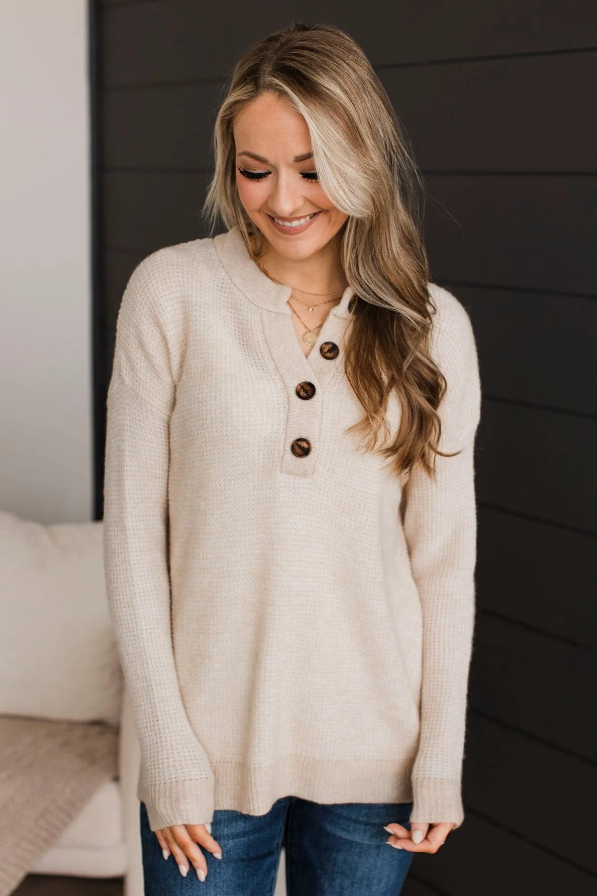 Perfectly Matched Knit Sweater- Oatmeal