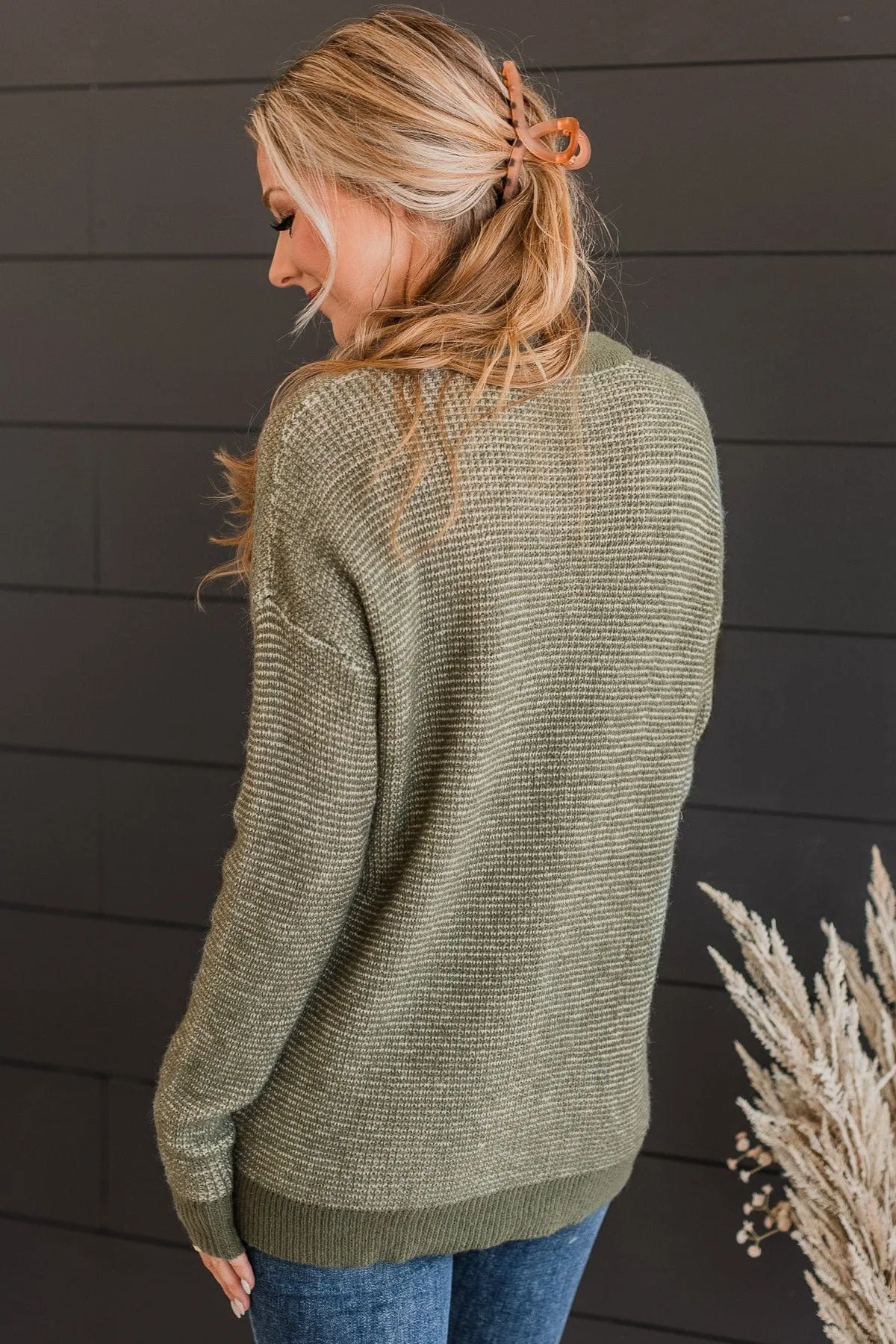 Perfectly Matched Knit Sweater- Olive