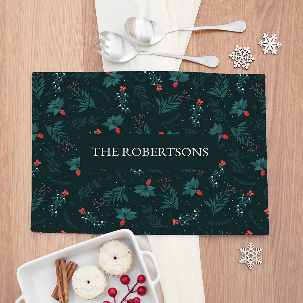 Personalised Christmas Festive Floral Placemat