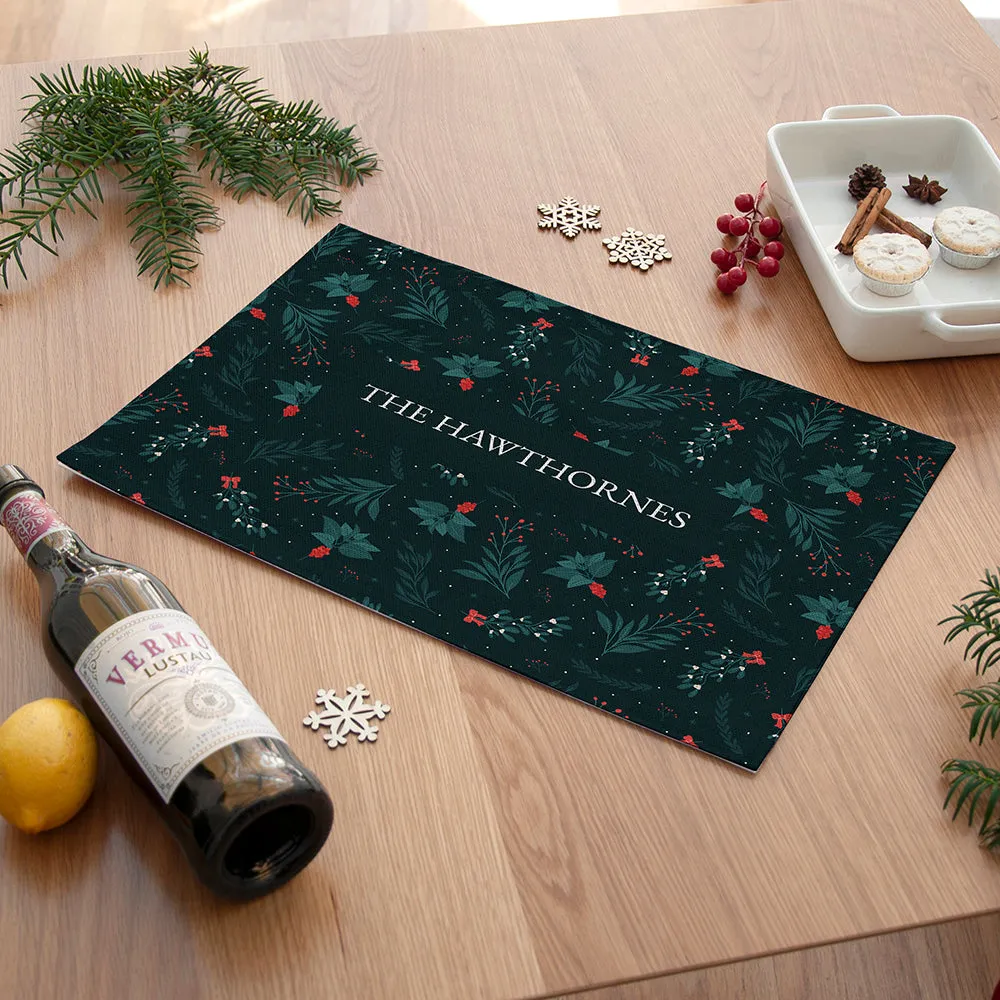 Personalised Christmas Festive Floral Placemat