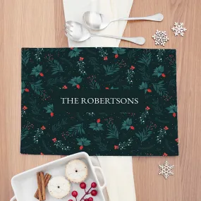 Personalised Christmas Festive Floral Placemat