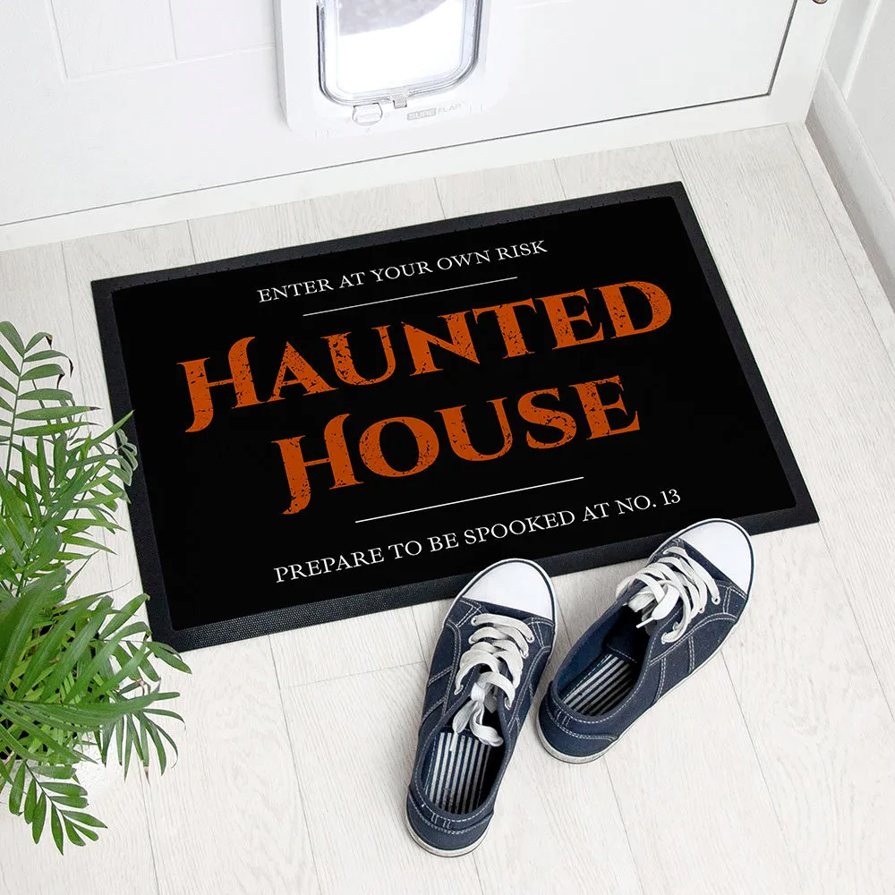 Personalised Halloween Haunted House Indoor Doormat