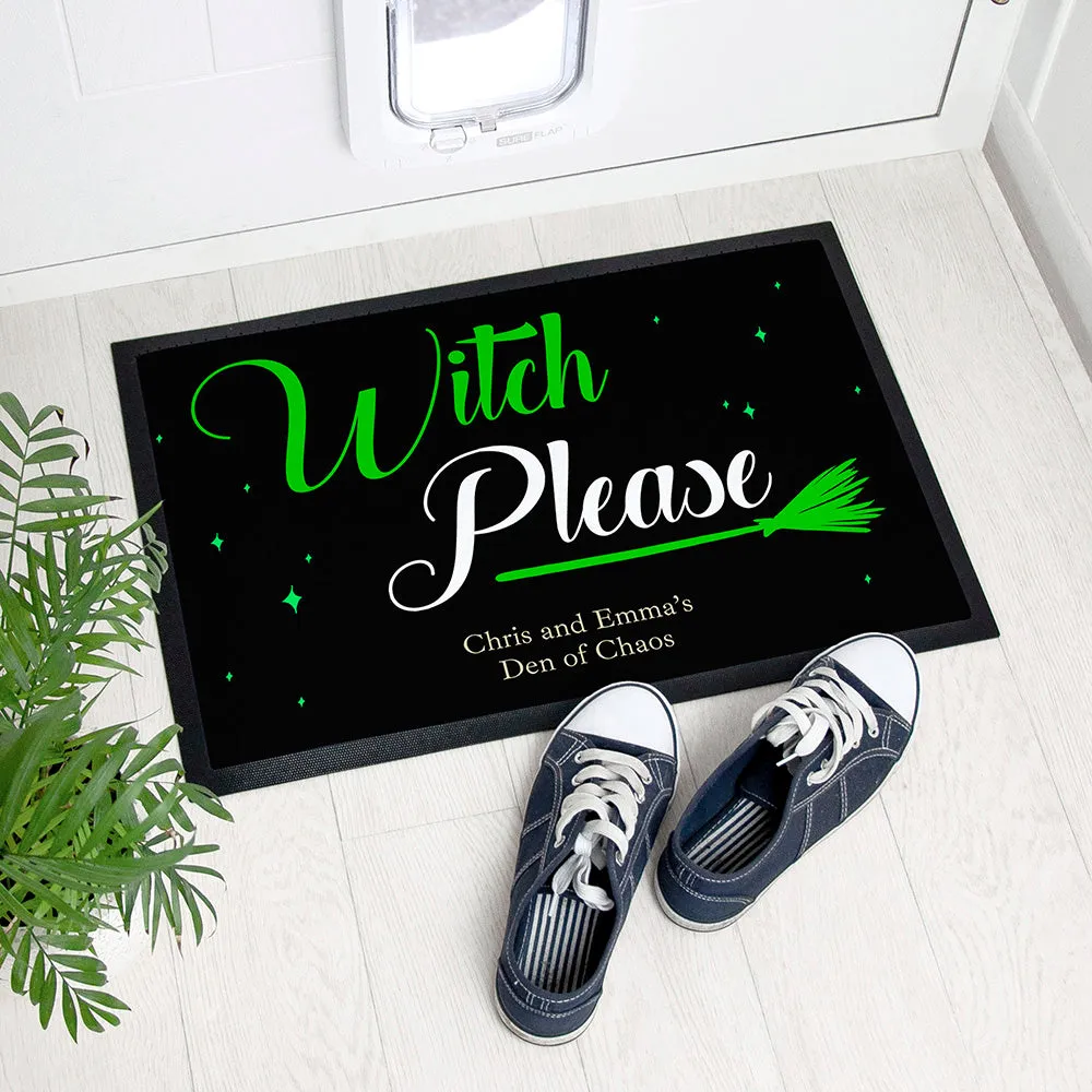 Personalised Halloween Witches Broom Indoor Doormat