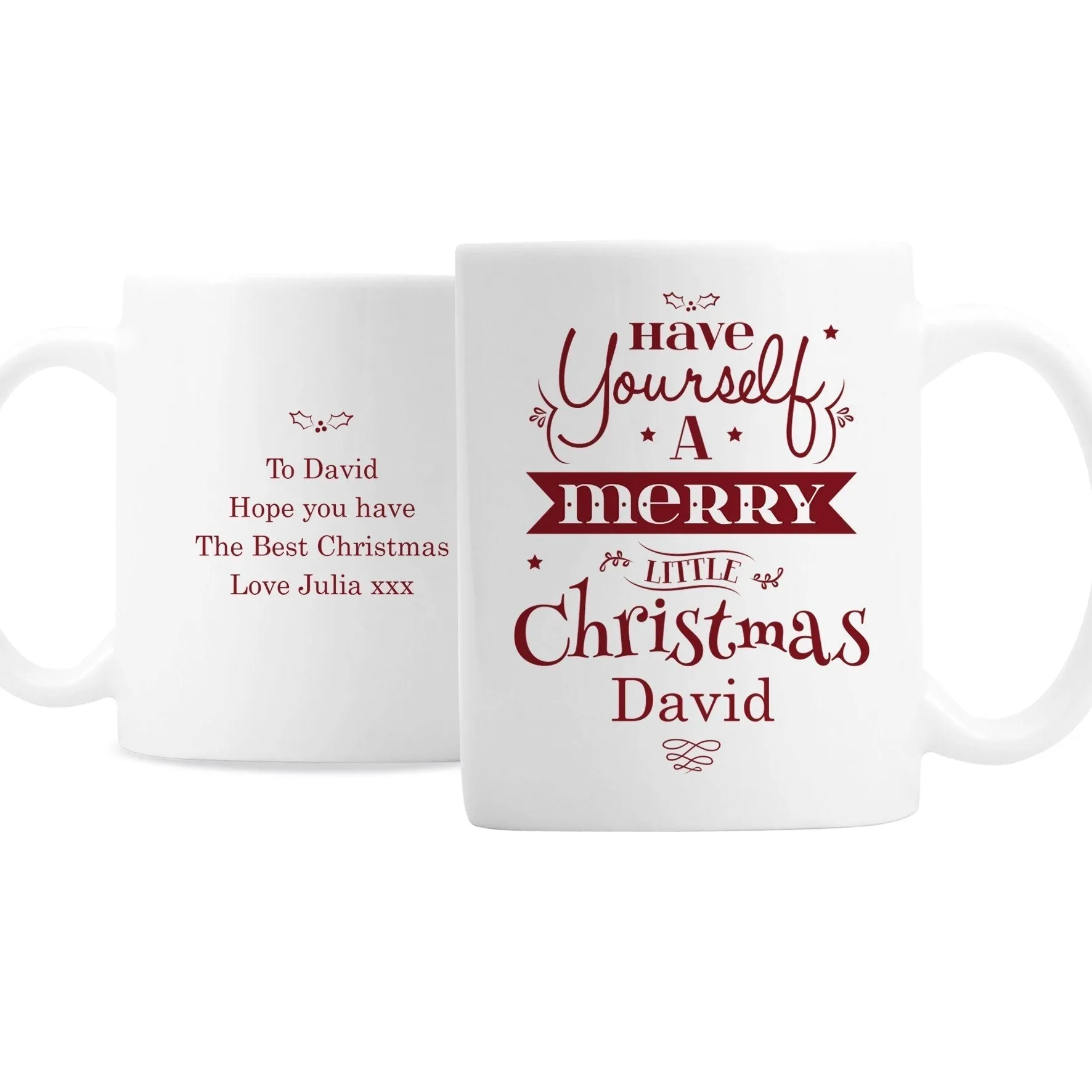 Personalised Merry Little Christmas Mug