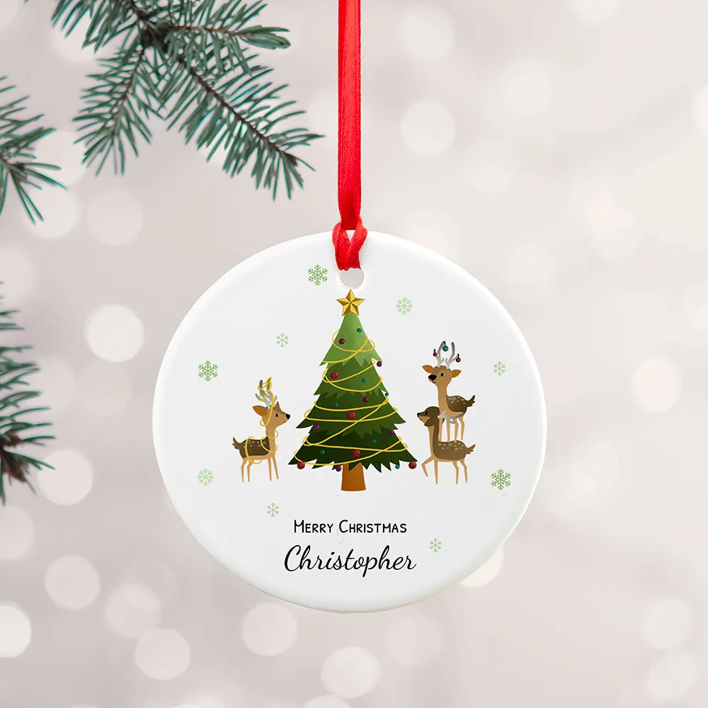 Personalised Playing Reindeers Ornament