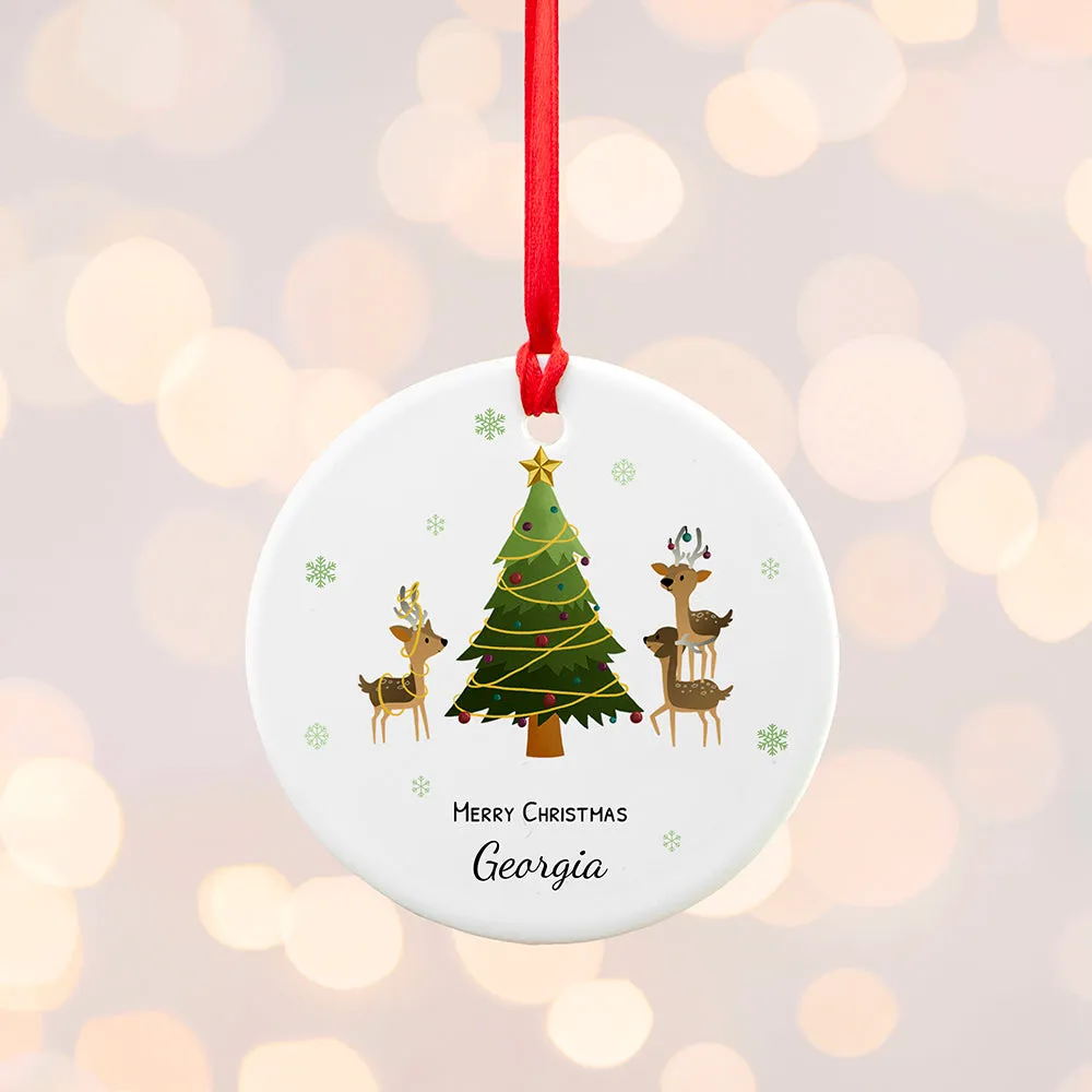 Personalised Playing Reindeers Ornament