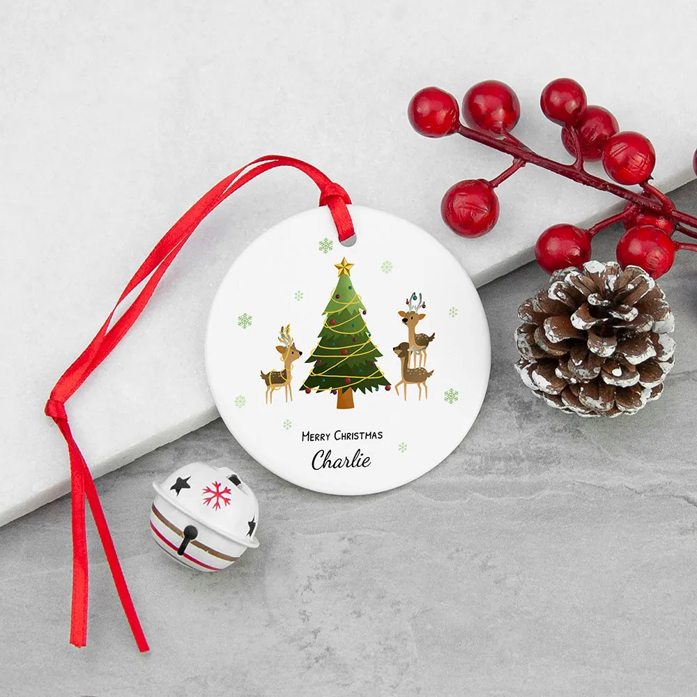 Personalised Playing Reindeers Ornament