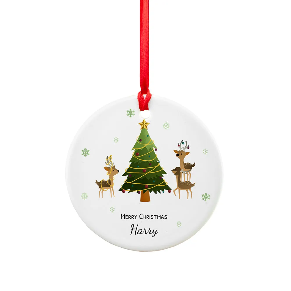 Personalised Playing Reindeers Ornament