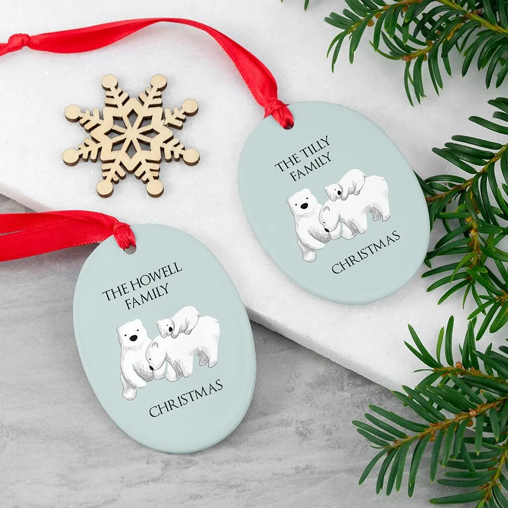 Personalised Sentimental Polar Bear Oval Ornament