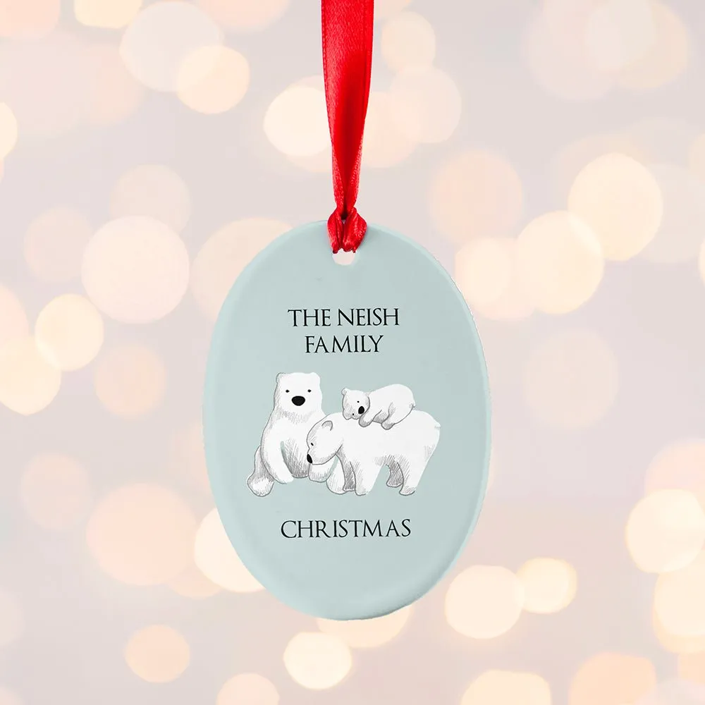 Personalised Sentimental Polar Bear Oval Ornament