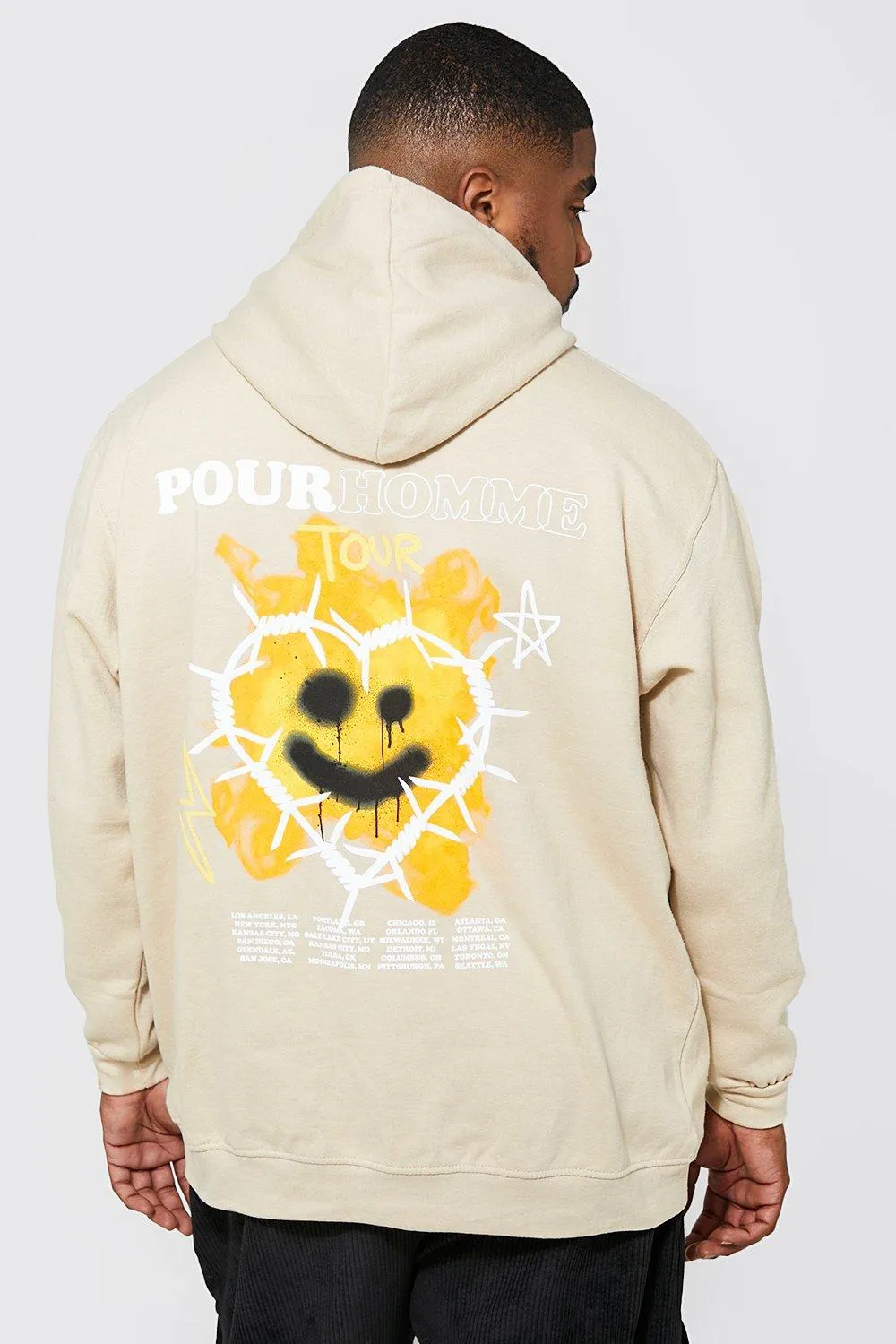 Plus Flame Face Print Hoodie | boohooMAN UK