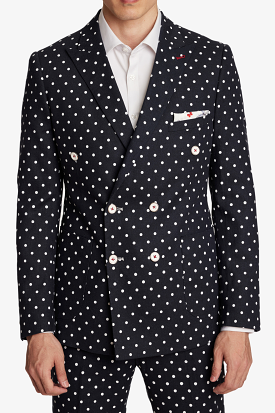 Polka Dots Slim Fleet Double-Breasted Jacket