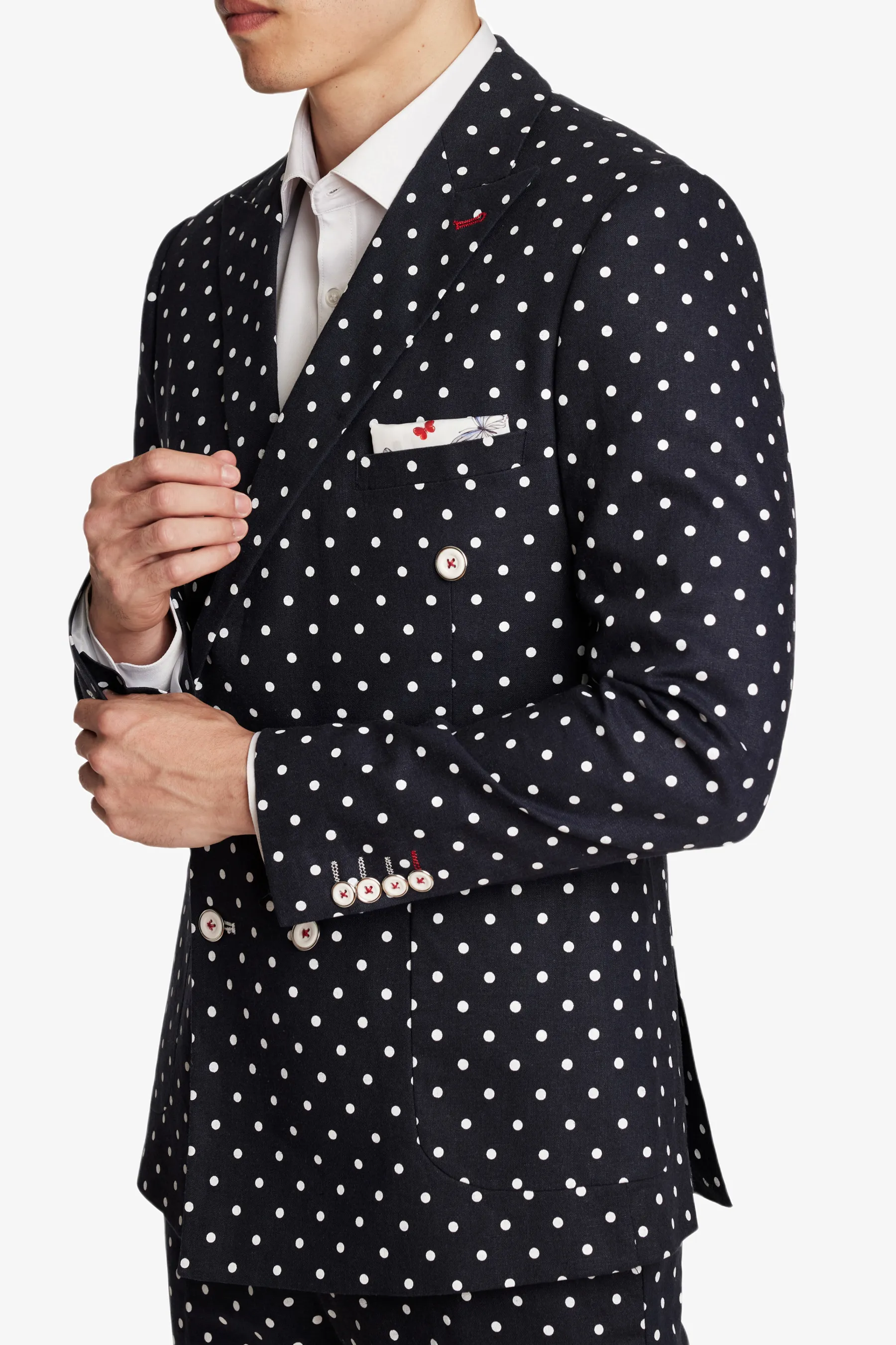 Polka Dots Slim Fleet Double-Breasted Jacket