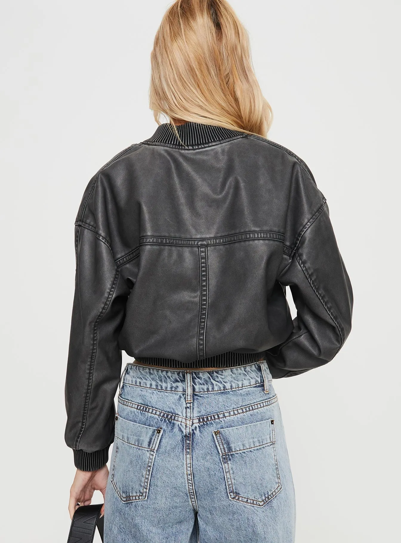 Project Faux Leather Jacket Slate