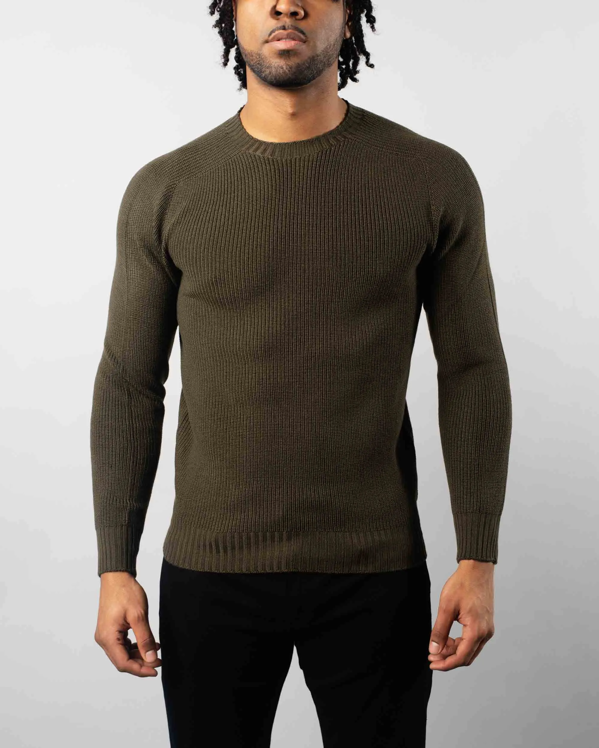 Rain Wool Ribbed Crewneck Sweater