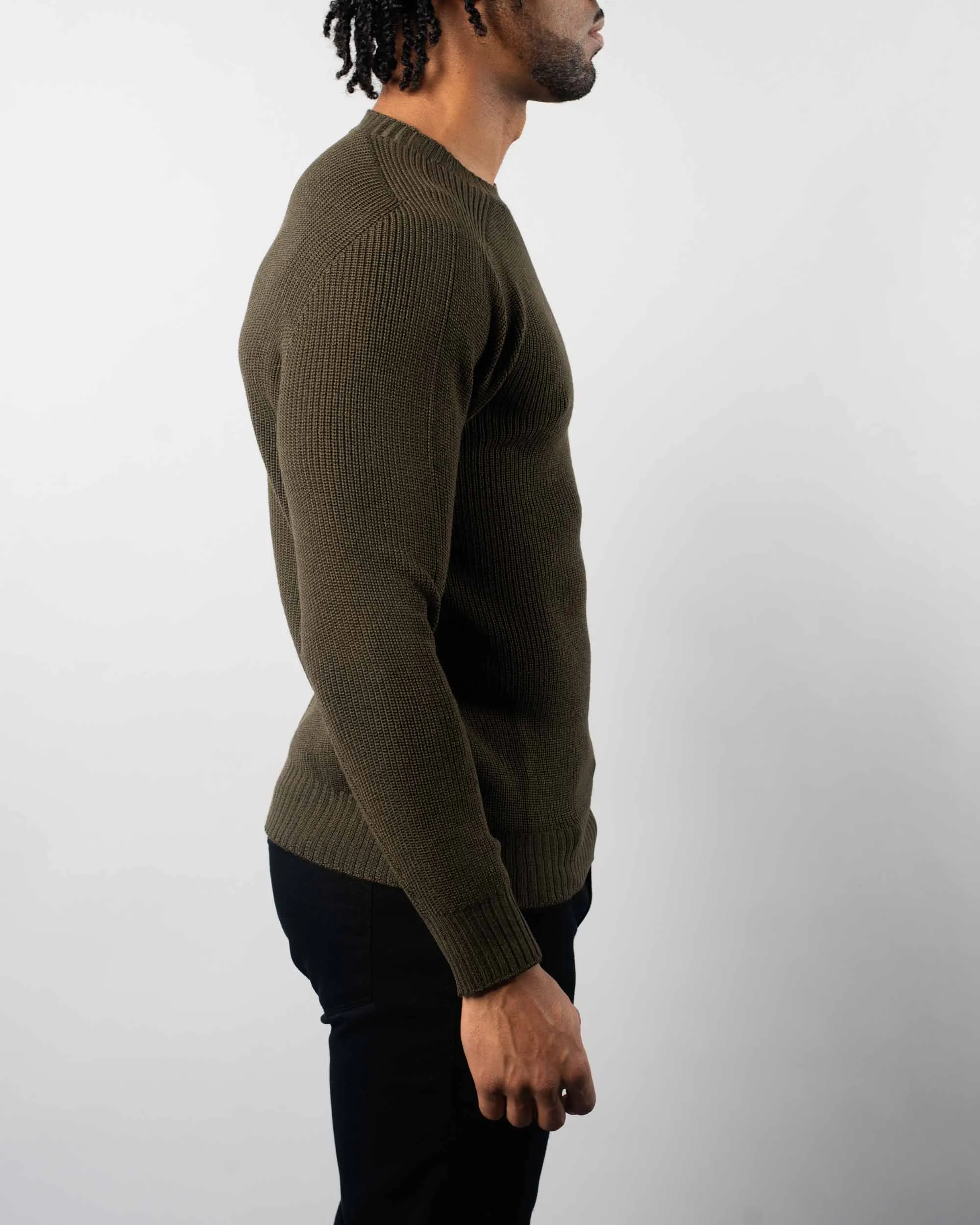 Rain Wool Ribbed Crewneck Sweater