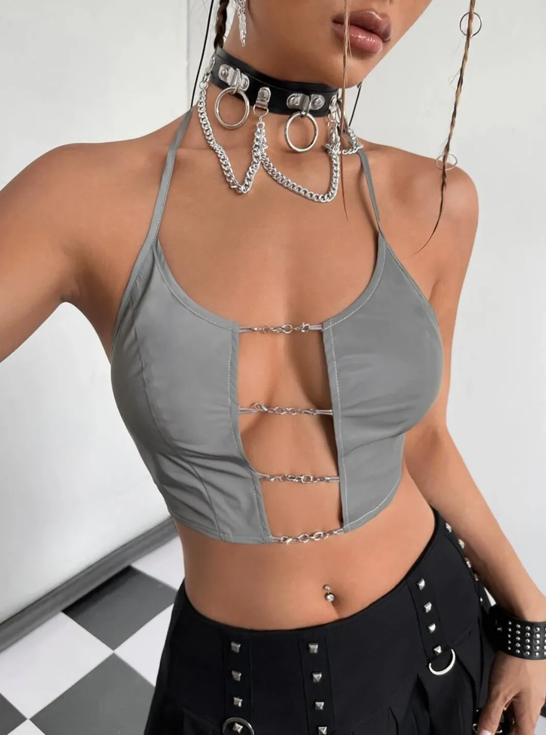 Reflective Chain Crop Top